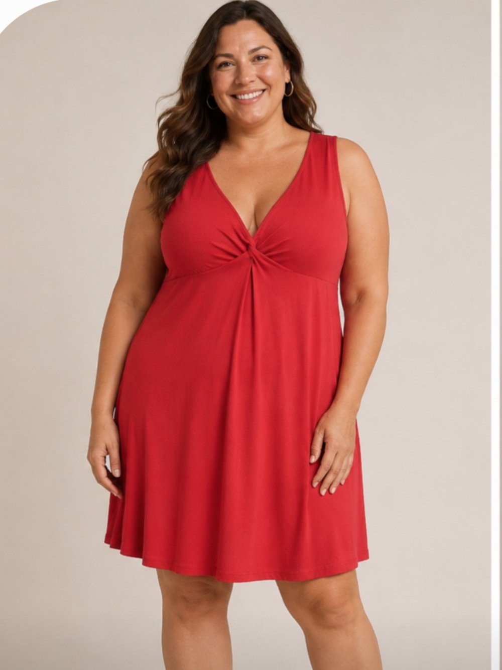Red Twist-Front Dress